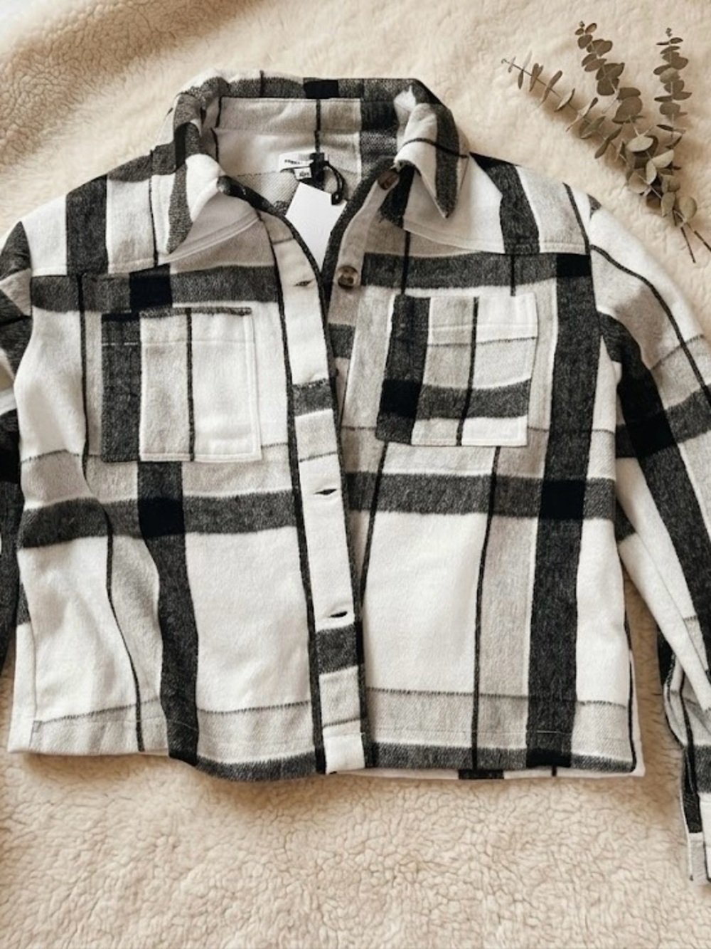 Red Star Black & White Plaid Button Shirt